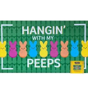 Hangin' With My Peeps Door Mat  - Green, Pink, Blue, Yellow NEW